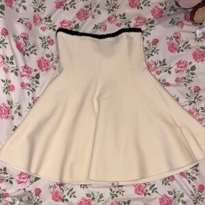 White/Cream Flared A-Line Skirt or Tube Top with Black Trim - ZARA KNIT